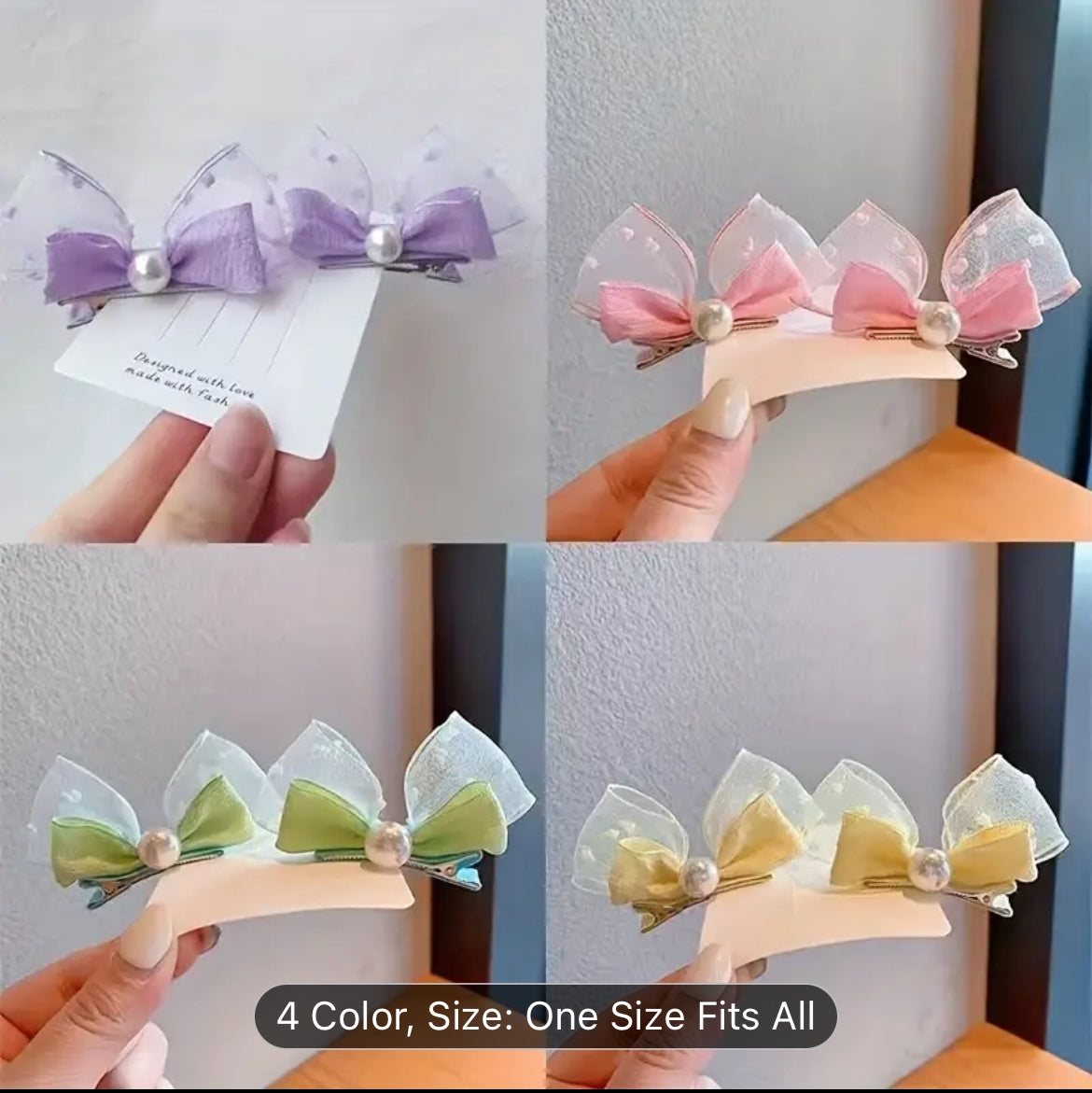 Hair Bows - Ribbon and Pearls