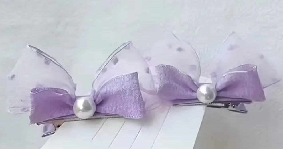 Hair Bows - Ribbon and Pearls