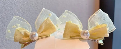 Hair Bows - Ribbon and Pearls