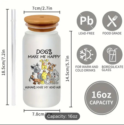 Dogs Make Me Happy Glass Tumbler