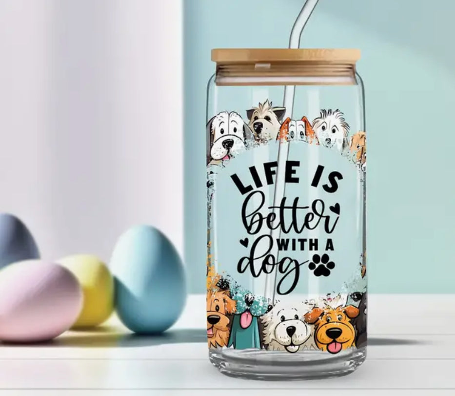 Life is better with dogs tumbler