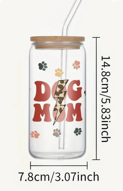 Dog Mom glass tumbler