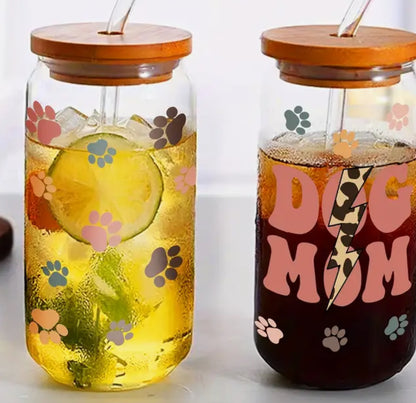 Dog Mom glass tumbler